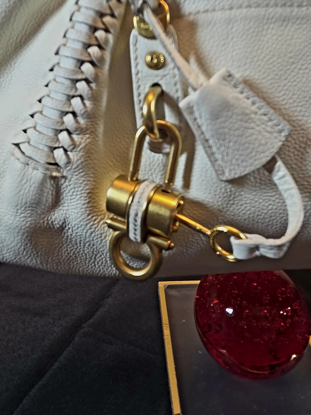 Salvatore Ferragamo White Soft Leather Shoulder Bag. Beautiful braided straps. - Picture 6 of 16